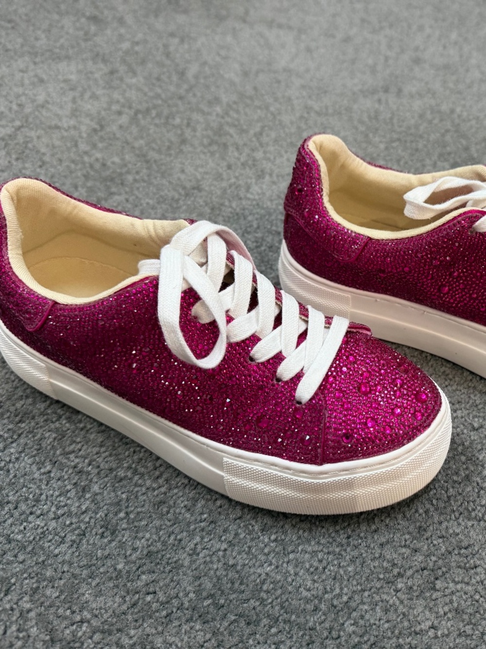 Betsy Johnson Women's Fuchsia Rhinestone Sneakers